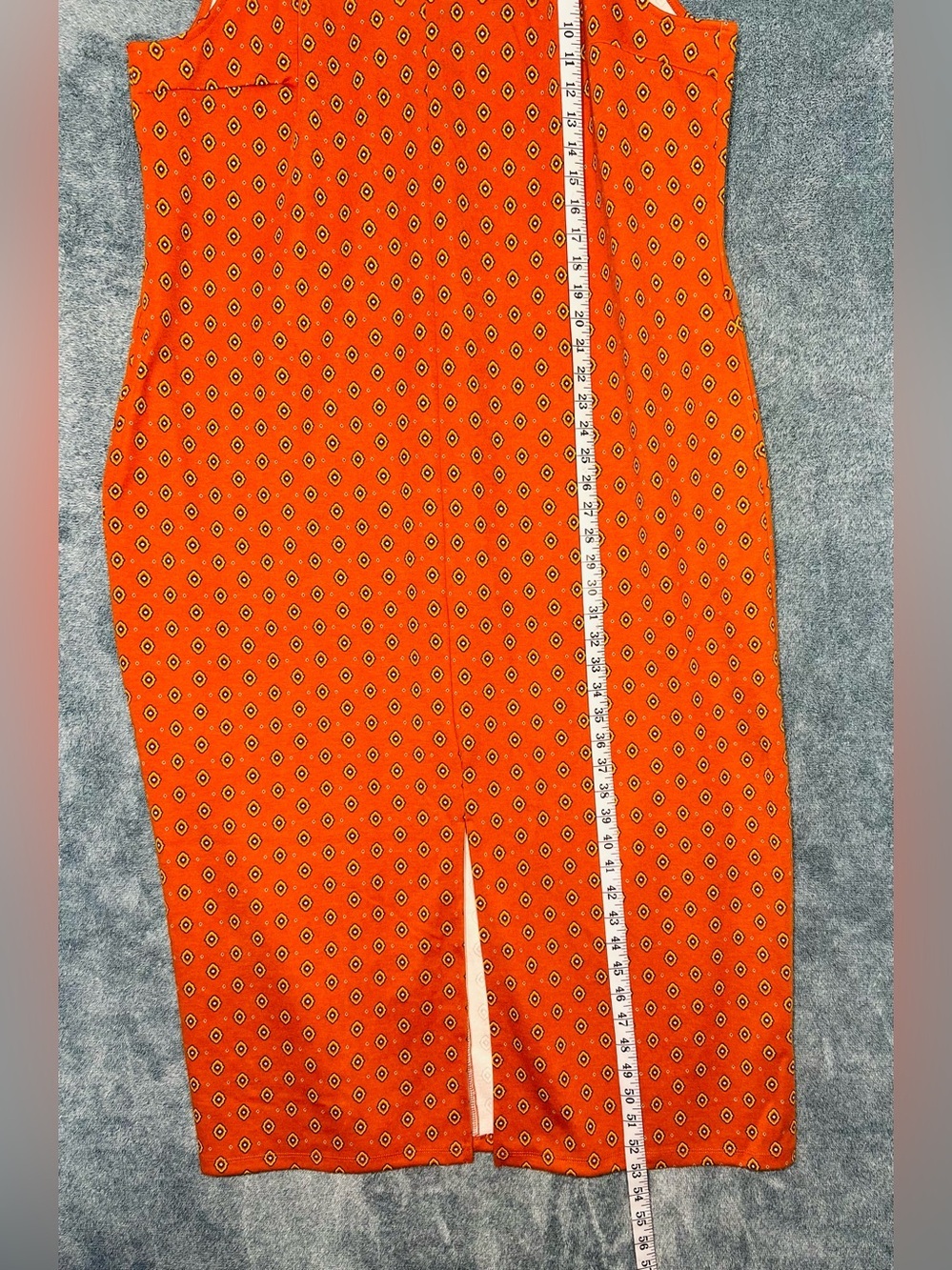 Liz Claiborne Orange Geometric Maxi Dress XXL With Pockets - Picture 4 of 8